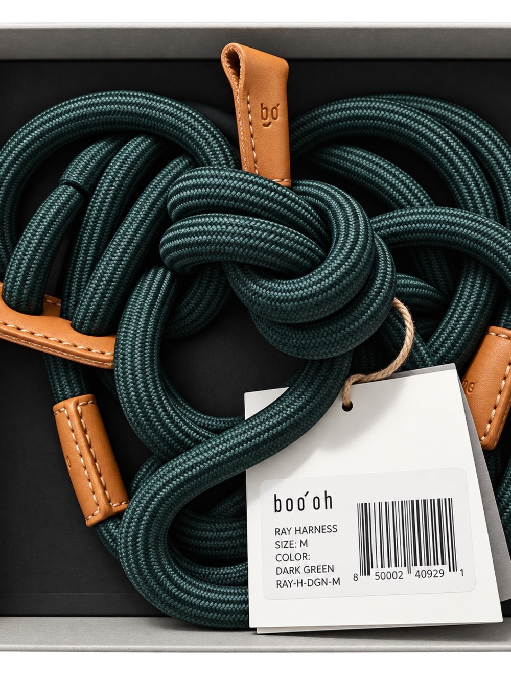 NEW Boo Oh Ray All-in-One Dog Harness & Leash – Size M – Dark Green – Tags – $75